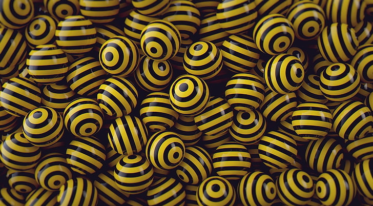 C4D Balls, yellow-and-black balls wallpaper, Artistic, 3D, flisozantana