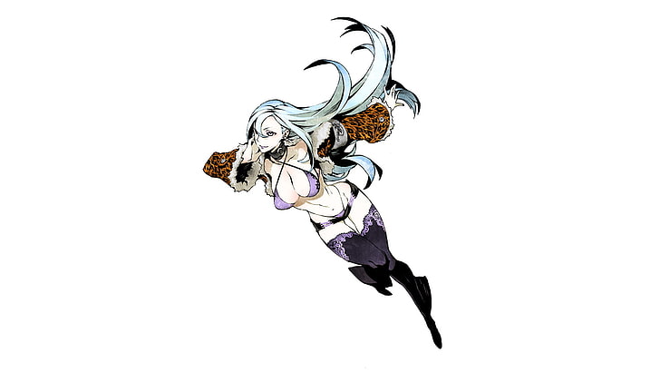 blue haired female anime illustration, 7th Dragon 2020, stockings, HD wallpaper