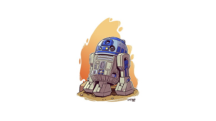 Star Wars, R2-D2, white background, simple background, artwork