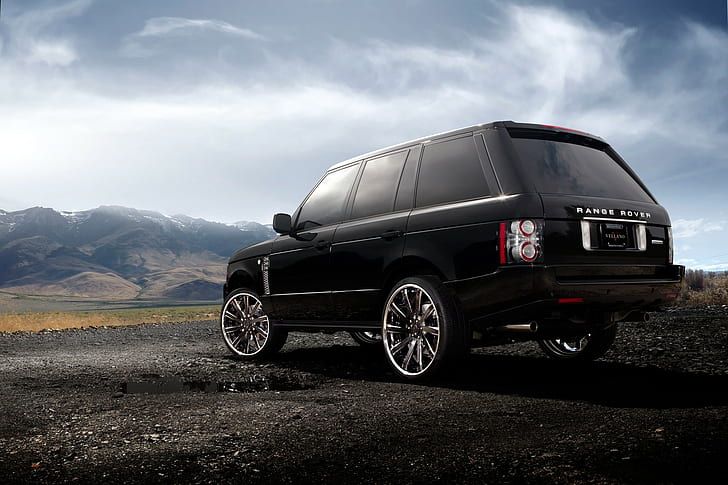 Range rover tuning, Land Rover, car, wheels, mountains, clouds, HD wallpaper