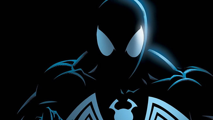Marvel black Spider-Man digital wallpaper, comics, black background, HD wallpaper