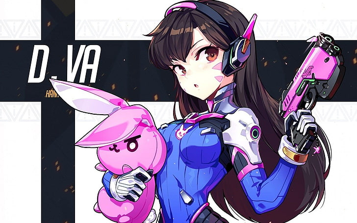 woman in blue suit illustration, D.Va (Overwatch), one person