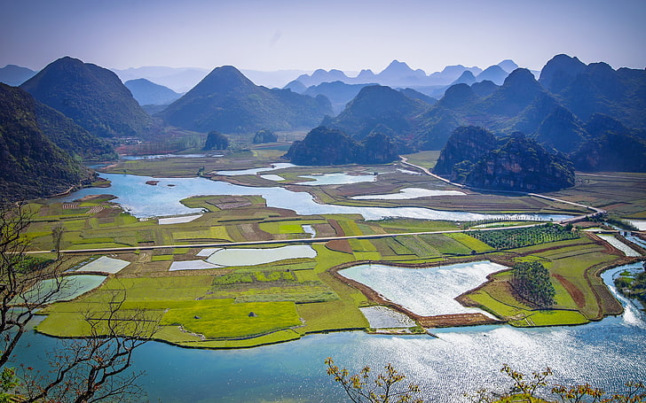 China Guizhou Tourism River Mountain Scenery, scenics - nature, HD wallpaper