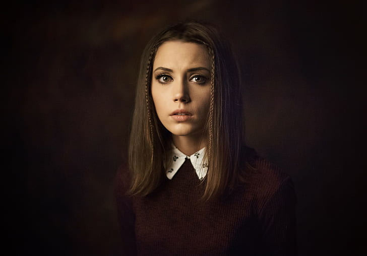 sweater, women, face, Maxim Maksimov, Ksenia Kokoreva, portrait