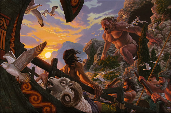 Artistic, Mythology, Odysseus, cyclops (Mythology), HD wallpaper