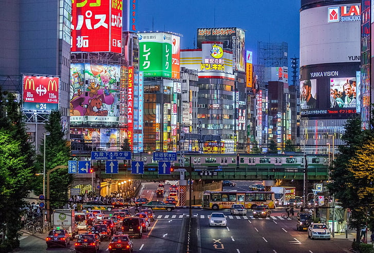 Cities, Tokyo, Shinjuku, city, architecture, street, transportation
