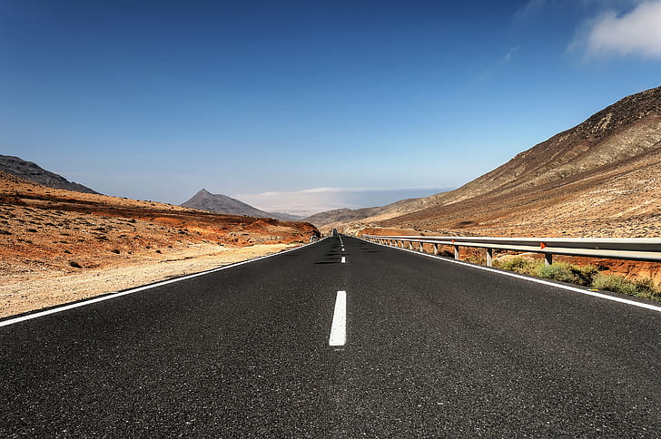 panoramic view of a road surrounded by dry land, Road to Nowhere, HD wallpaper