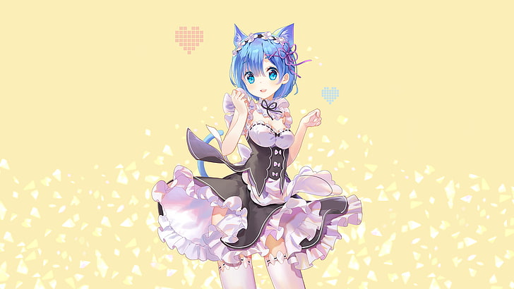 anime, anime girls, white skin, maid, maid outfit, Rem (Re: Zero)