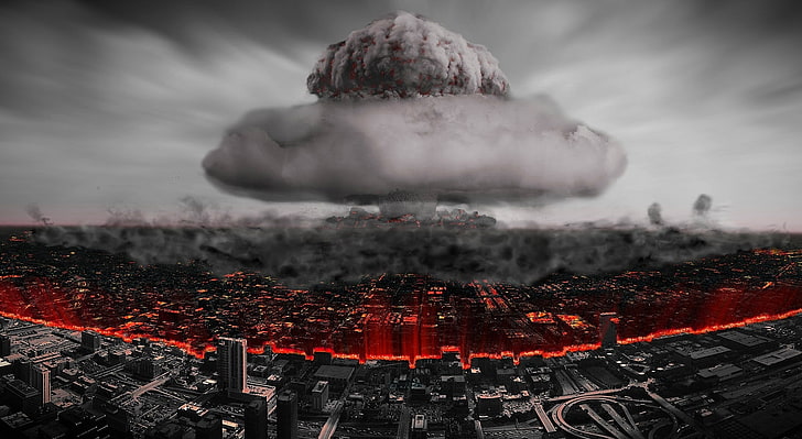 Destruio Nuclear, city explosion digital wallpaper, Army, Nuke
