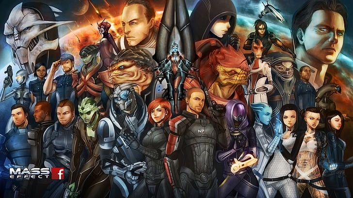 Mass Effect, game characters, art painting