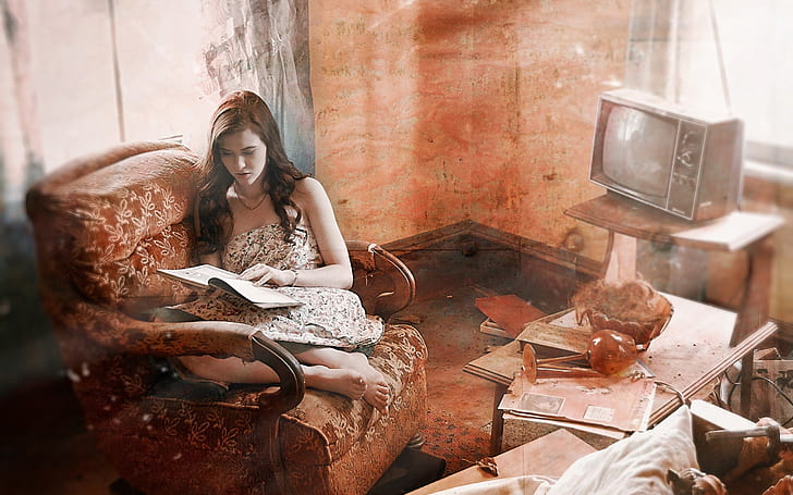 Hd Wallpaper Old House Abandoned House Girl Read Book