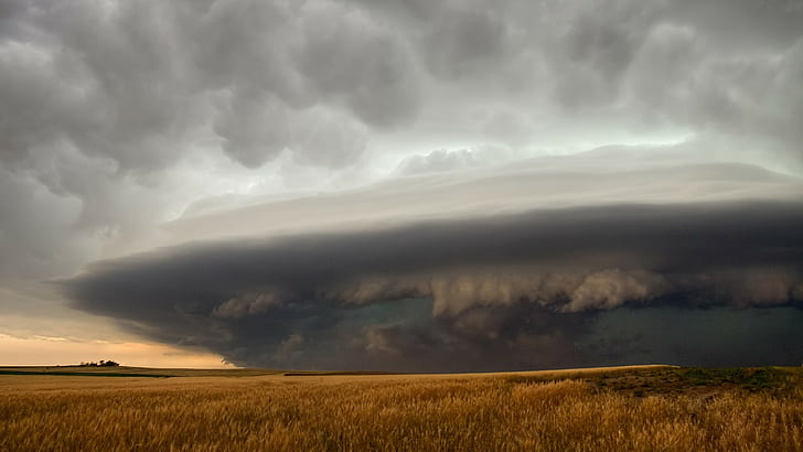 Storm Supercell Clouds Field HD, nature