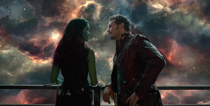 Starlord, Guardians of the Galaxy, Gamora, Star Lord, Zoe Saldana, HD wallpaper