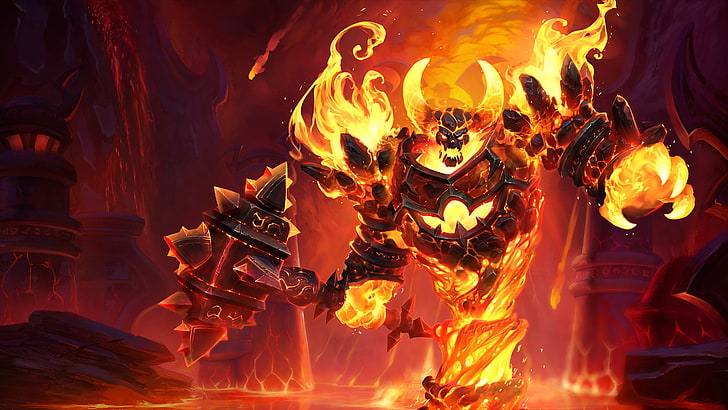 World Of Warcraft Ragnaros Fire Art, burning, flame, fire - natural phenomenon, HD wallpaper