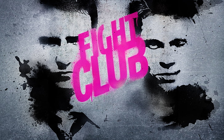 Fight Club wallpaper, text, pink, faces, dirty, sign, backgrounds, HD wallpaper