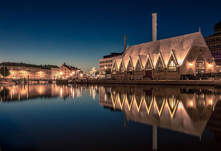 lights, the evening, Sweden, Gothenburg