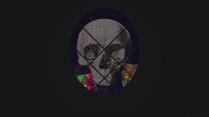 skull, ASCII art, abstract, glitch art