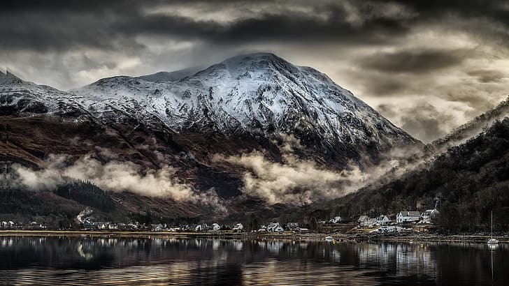 Scotland, Reflections, Village of Glencoe, HD wallpaper