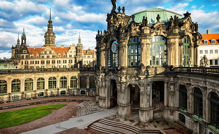Dresden Altstadt Germany, beige concrete building, Europe, built structure, HD wallpaper