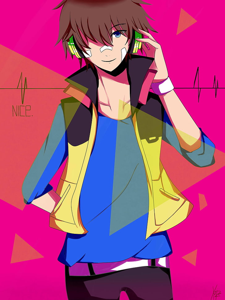 HD wallpaper: brown-haired male anime character illustration, guy, art,  headphones | Wallpaper Flare