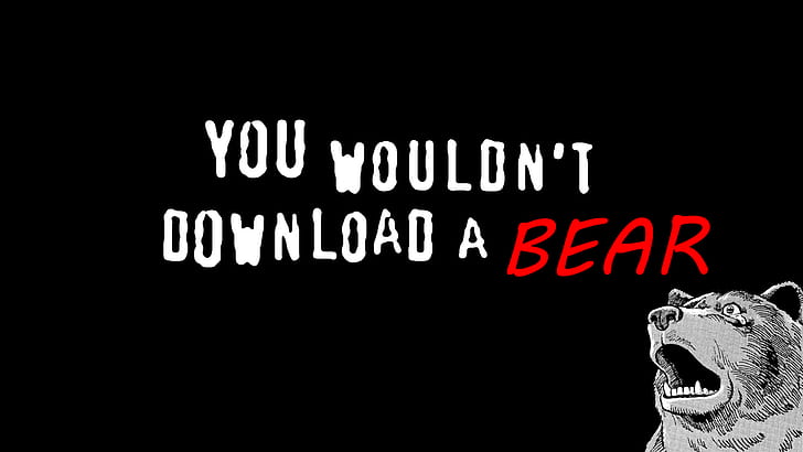 memes, bears, typography, humor, minimalism, You wouldn't Download