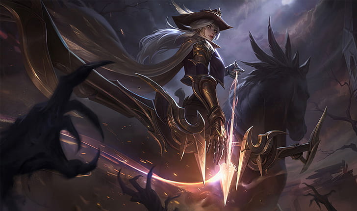 Ashe (League of Legends), Riot Games, High Noon, fire, ADC