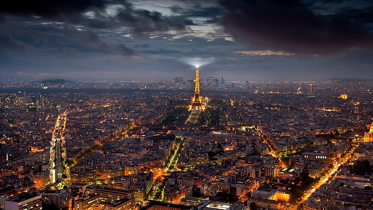 paris, night, europe, france, architecture, city, building exterior, HD wallpaper
