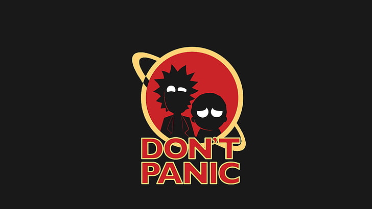 Rick and Morty  Rick Sanchez  Dont Panic  The Hitchhikers Guide to the Galaxy  Morty Smith  cartoon, HD wallpaper