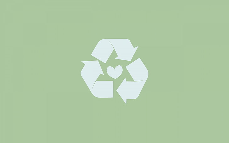 recycle logo, symbol, green, heart, love, recycling, vector, recycling Symbol, HD wallpaper