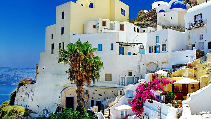 Greece, Santorini, house, HD wallpaper
