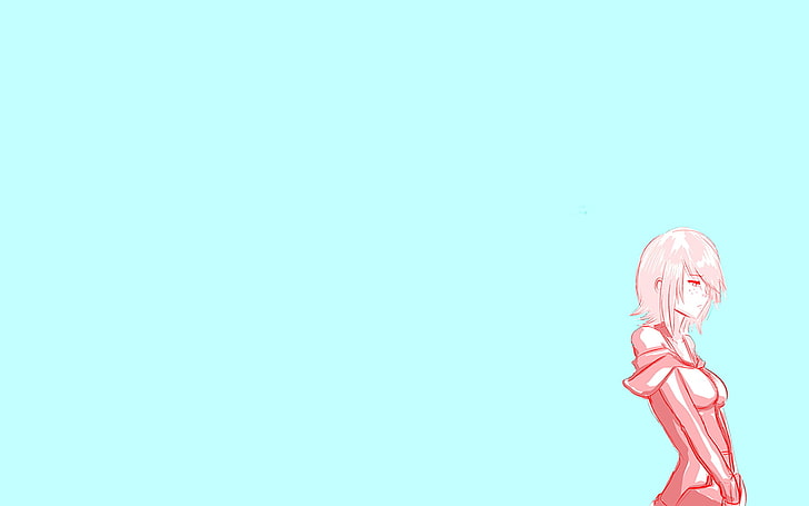 anime, simple background, copy space, one person, women, side view