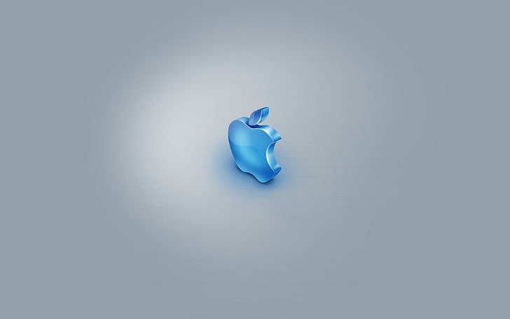 blue Apple logo, mac, macintosh, symbol, sign, isolated, illustration