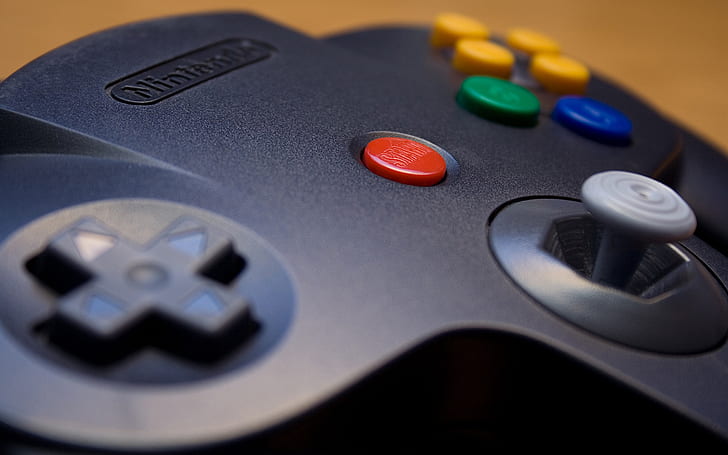 Nintendo 64, video games, controllers, macro, buttons, closeup