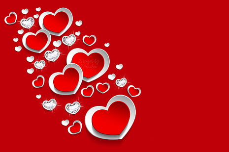 HD wallpaper: red and white heart wallpaper, diamonds, love, romantic,  Design by Marika | Wallpaper Flare
