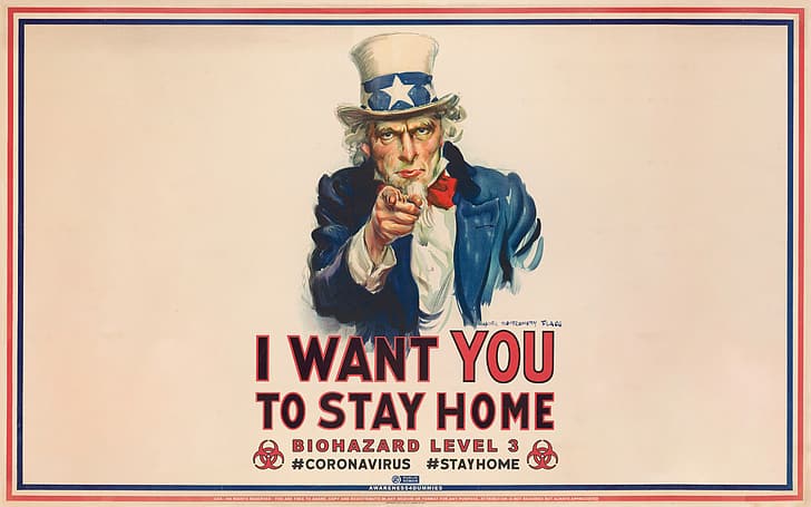 poster, biohazard, coronavirus, covid-19, stay at home, stay home, HD wallpaper