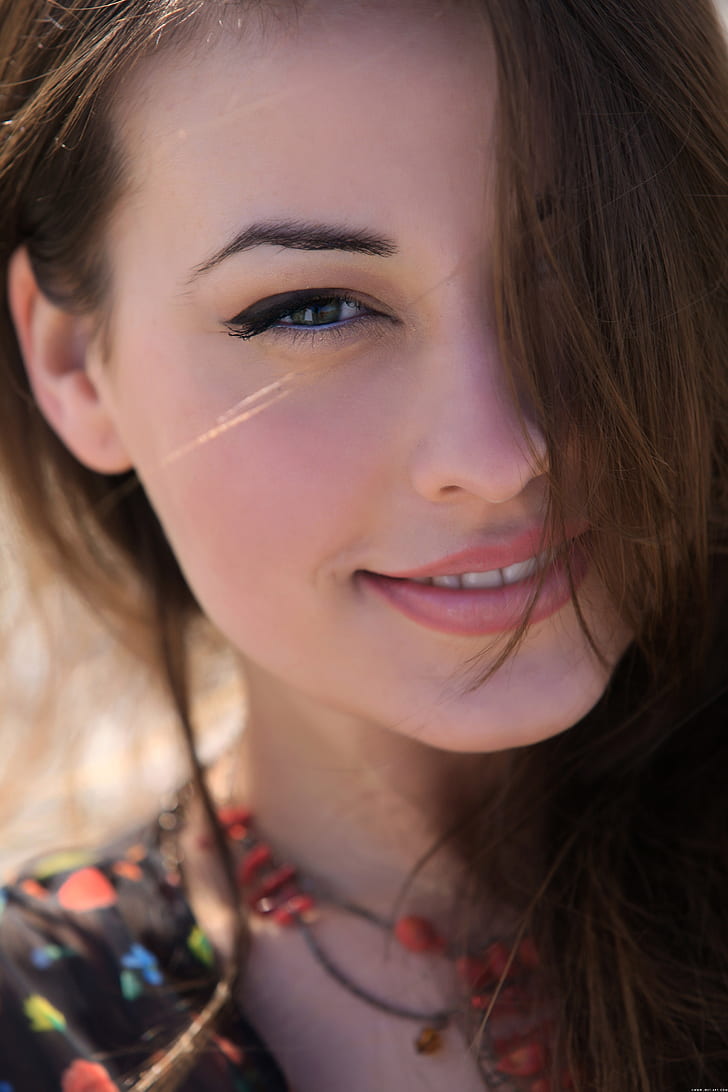 Closeup Beauty Face Of Young Model Woman Touching Healthy Perfect Skin Stock Photo