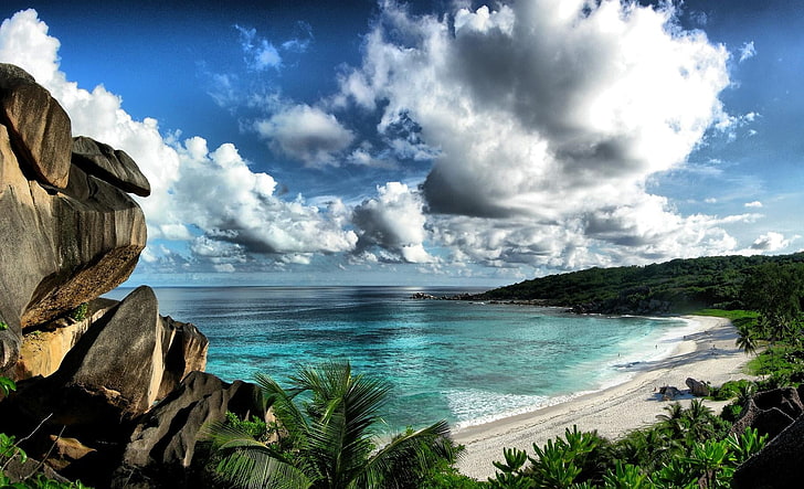 landscape, tropical, coast, sea, beach, horizon, water, beauty in nature, HD wallpaper