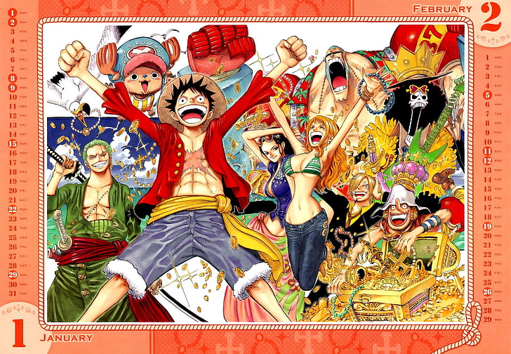 Hd Wallpaper One Piece Luffy Calendar Manga Strawhat Pirates 19x1329 Anime One Piece Hd Art Wallpaper Flare