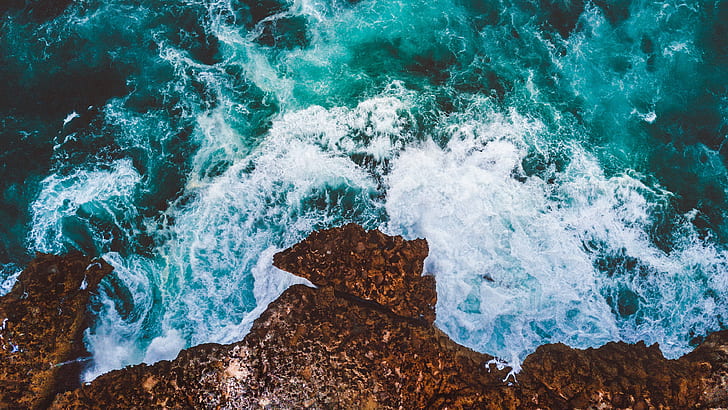 Ocean Cliff Drone view 4K, HD wallpaper