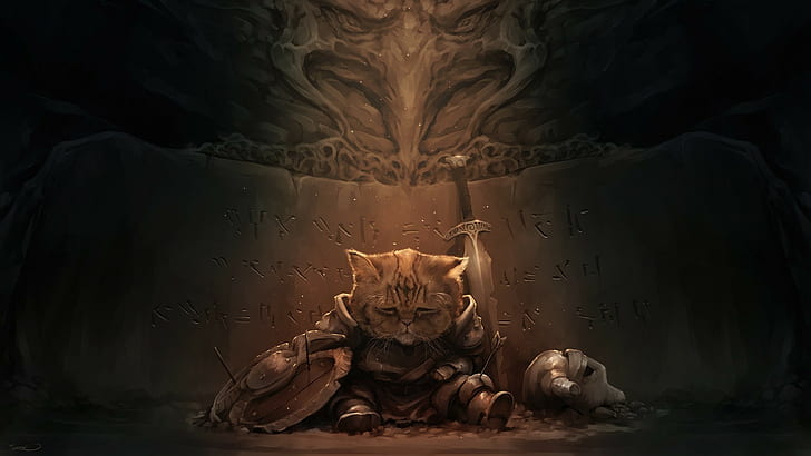 cat the elder scrolls v skyrim lirik, representation, art and craft, HD wallpaper
