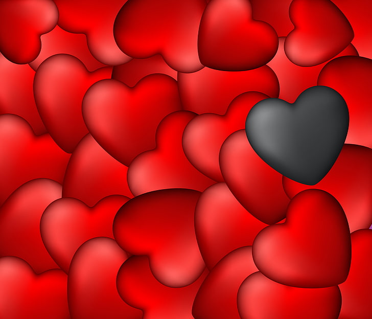 HD wallpaper: black and red heart wallpaper, hearts, love, heart Shape,  romance | Wallpaper Flare