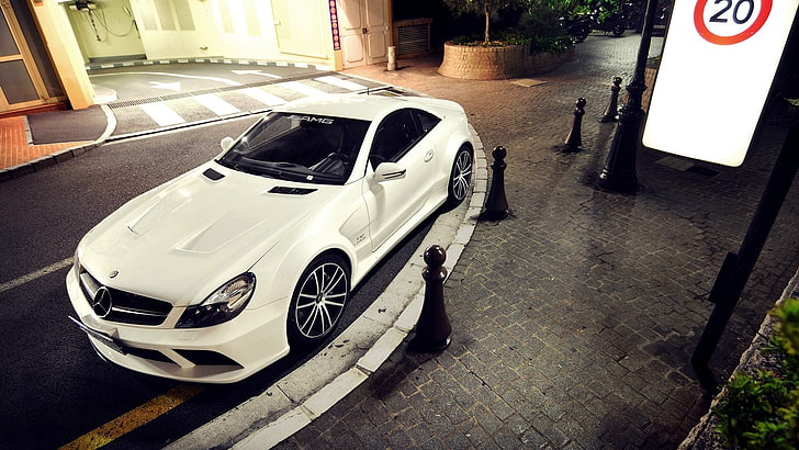 white 5-door hatchback, Mercedes-Benz, supercars, mode of transportation, HD wallpaper