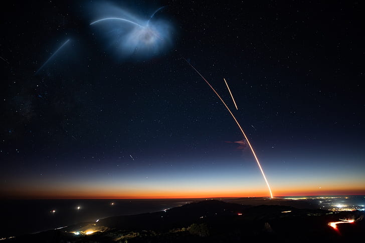 SpaceX, rocket, long exposure, Falcon 9, SAOCOM 1A Mission, HD wallpaper