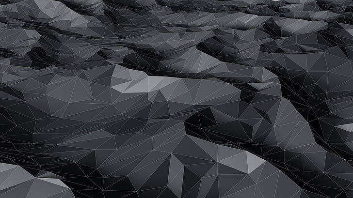 gray and black geometry wallpaper, low poly, triangle, backgrounds, HD wallpaper
