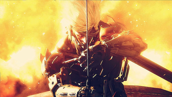 male anime character digital wallpaper, video games, men, Metal Gear Rising: Revengeance