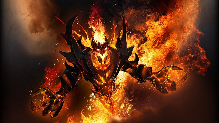 shadow fiend video games demon dota 2, burning, fire, fire - natural phenomenon, HD wallpaper