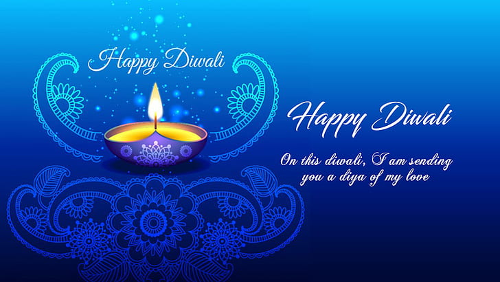 Happy Diwali 2018 Photos Wishes Greeting Card Blue Background Download 1920×1080