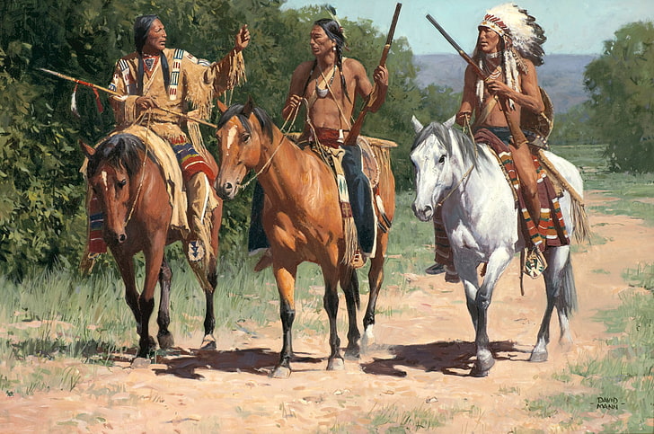 american, art, horse, indian, native, paintings, western, HD wallpaper