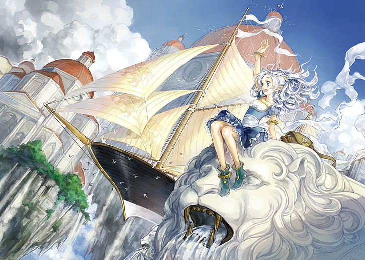 anime, fantasy art, art and craft, sky, cloud - sky, nature, HD wallpaper