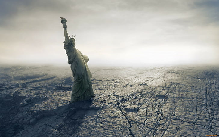 Statue of Liberty, render, apocalyptic, HD wallpaper